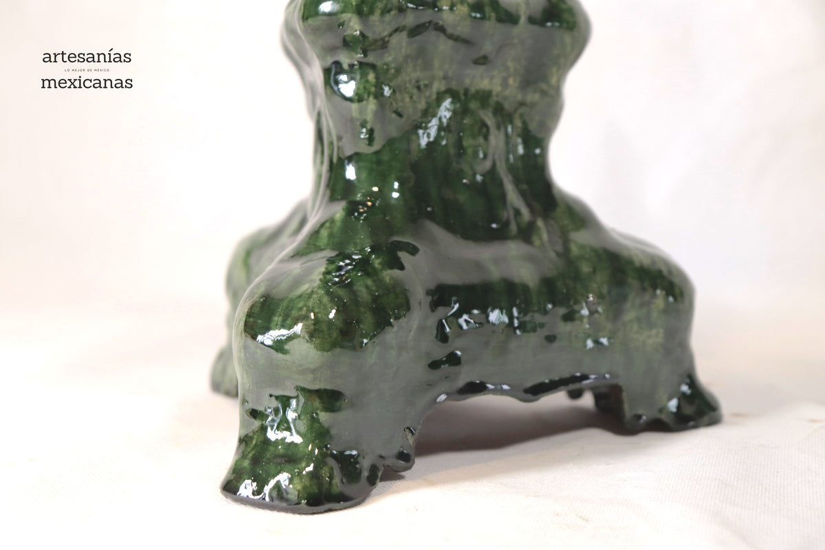 Set de 3 Candeleros verdes - Barro vidriado Candelabros