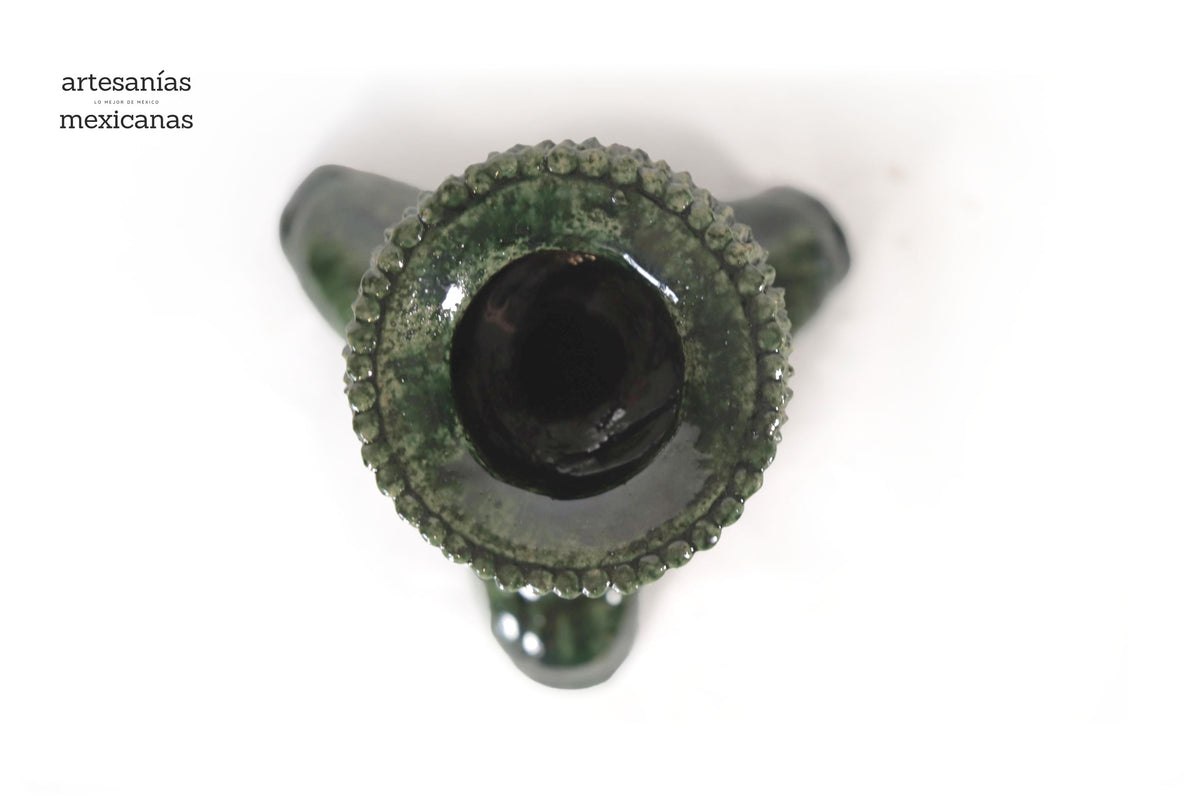 Set de 3 Candeleros verdes - Barro vidriado Candelabros