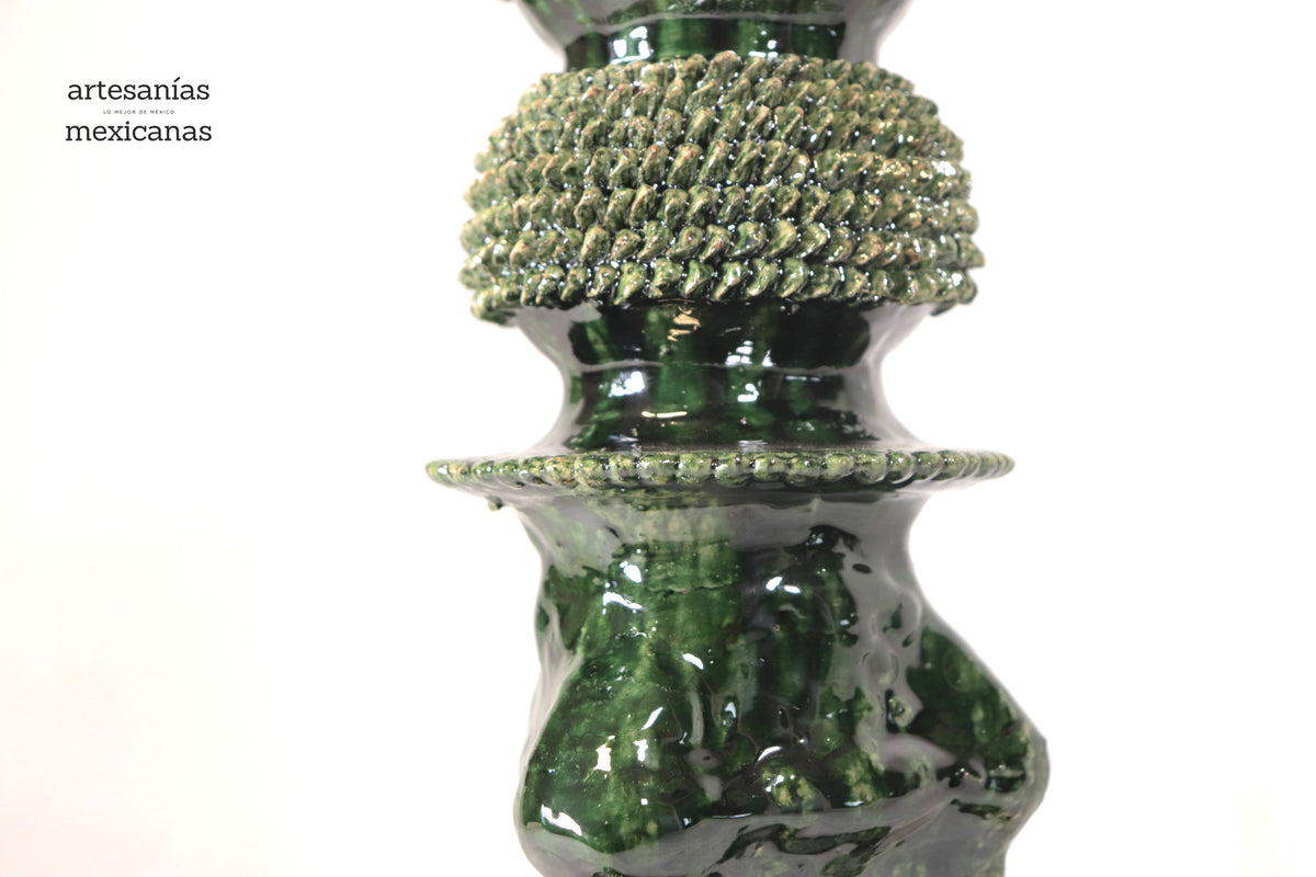 Set de 3 Candeleros verdes - Barro vidriado Candelabros
