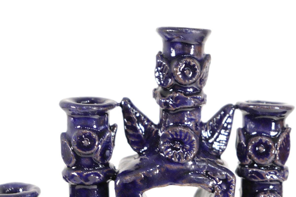 Candelero azul de 9 velas - 28 cm. 11 in. - En producción Candelabros