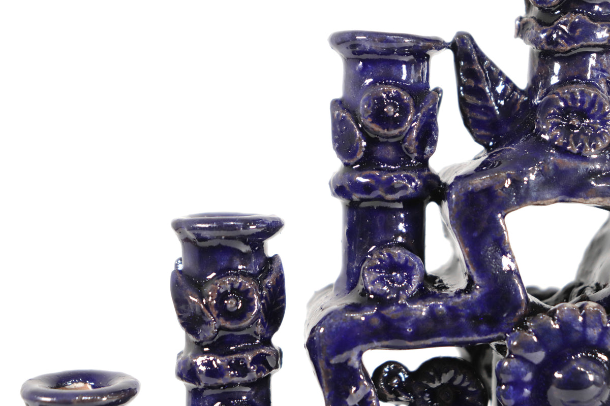 Candelero azul de 9 velas - 28 cm. 11 in. - En producción Candelabros
