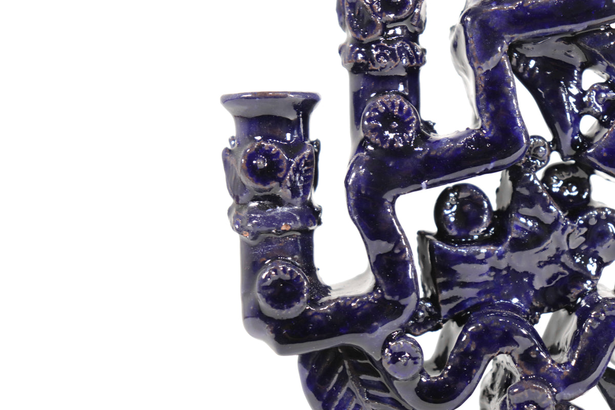 Candelero azul de 9 velas - 28 cm. 11 in. - En producción Candelabros