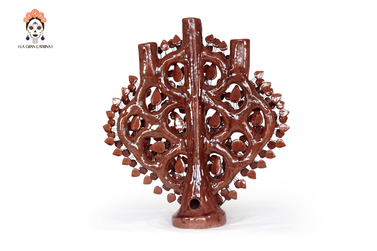 Árbol de la Vida Marrón – Barro Vidriado - 42 cm. 16.5 in.
