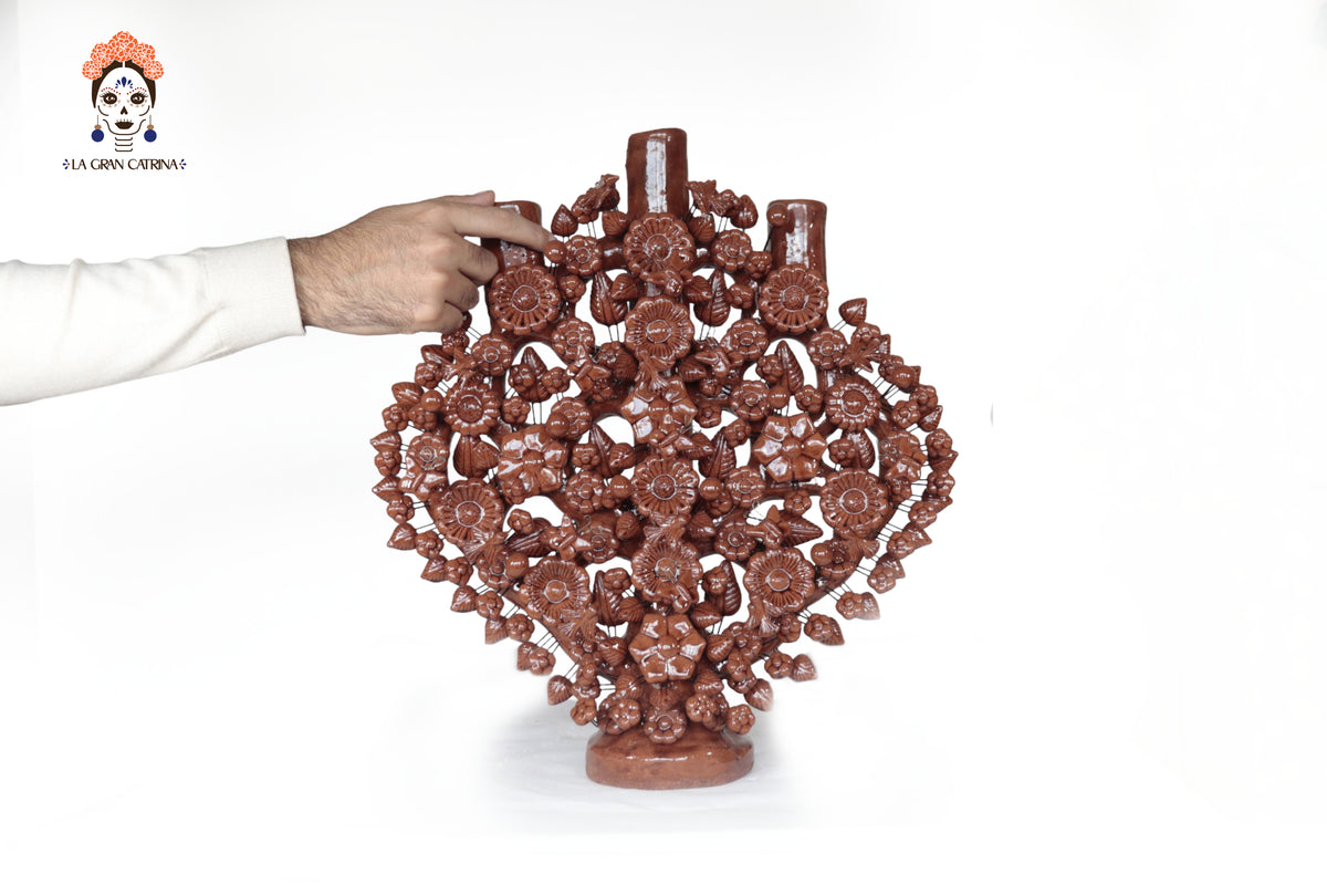 Árbol de la Vida Marrón – Barro Vidriado - 42 cm. 16.5 in.