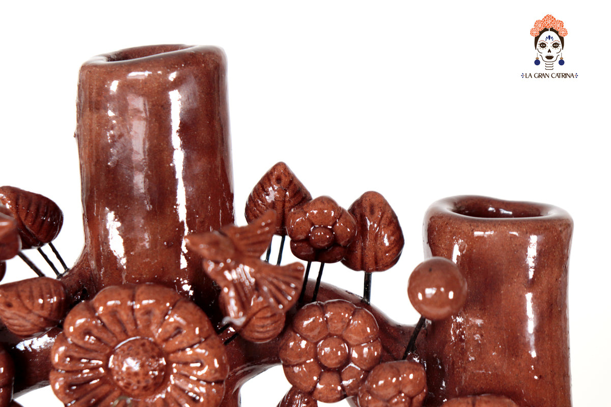 Árbol de la Vida Marrón – Barro Vidriado - 42 cm. 16.5 in.