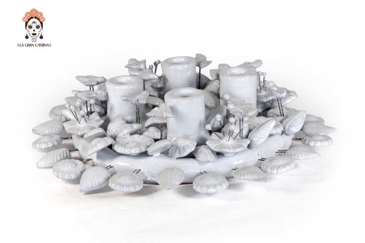 Corona de Adviento Blanca - 35 cm. 13.7 in.