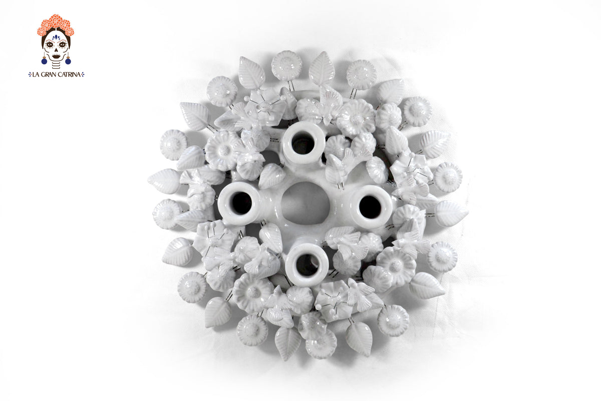 Corona de Adviento Blanca - 35 cm. 13.7 in.