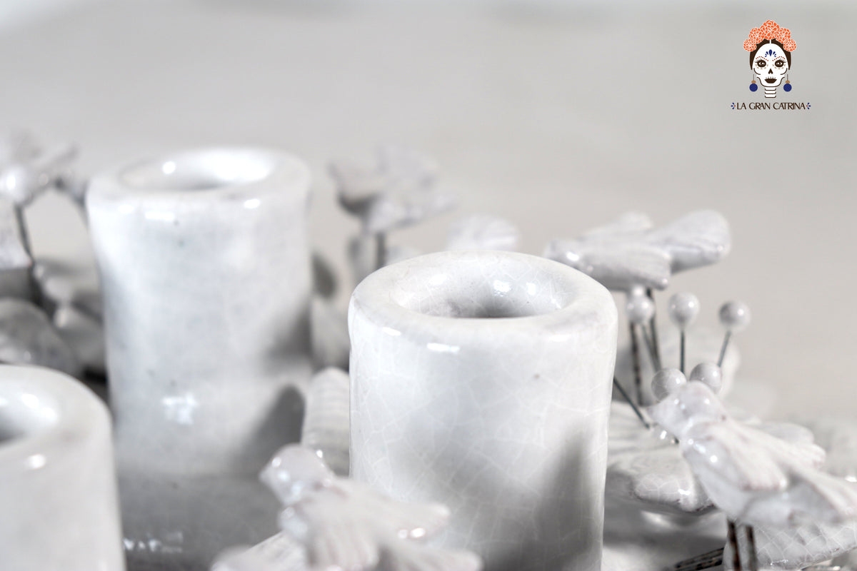 Corona de Adviento Blanca - 35 cm. 13.7 in.