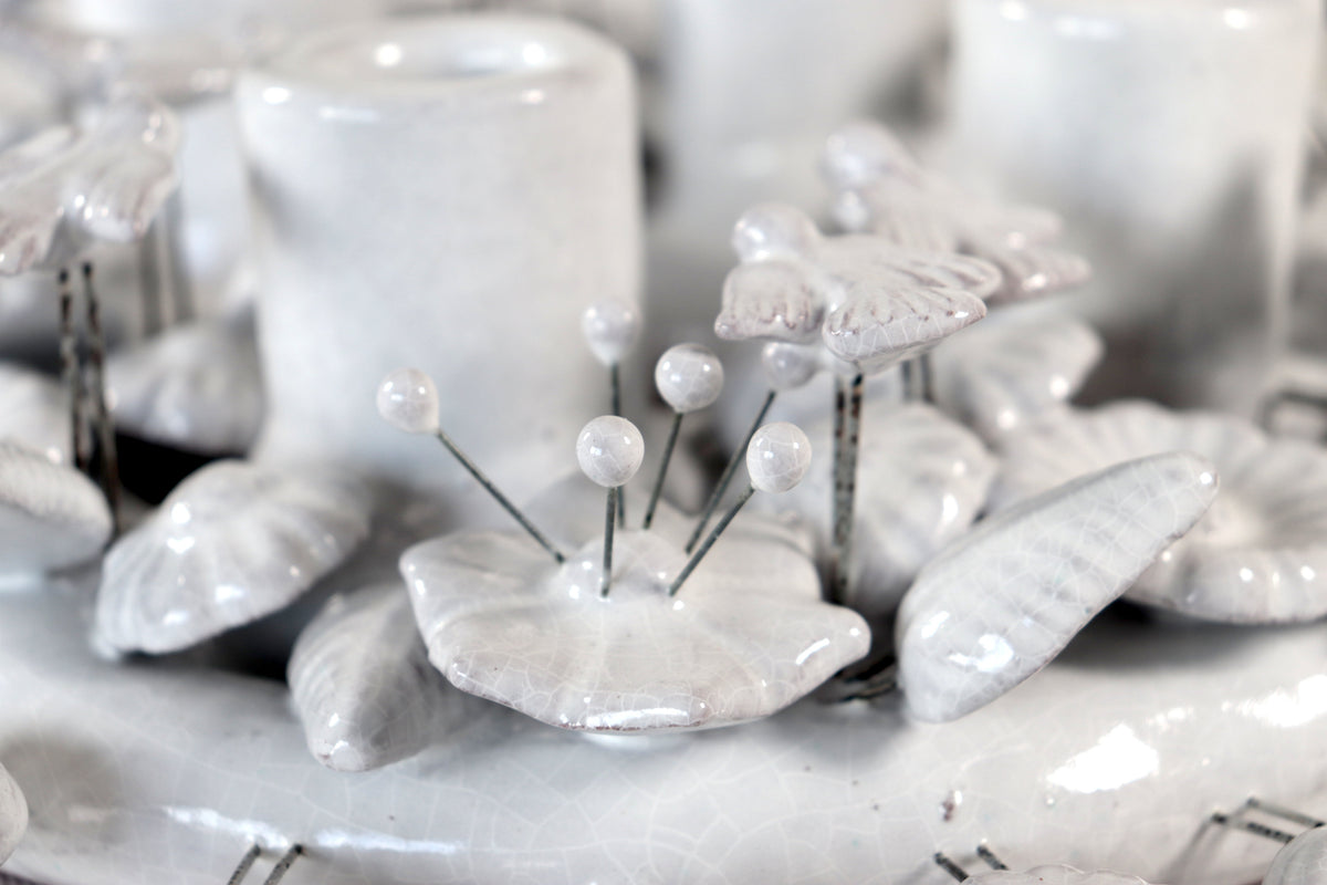 Corona de Adviento Blanca - 35 cm. 13.7 in.