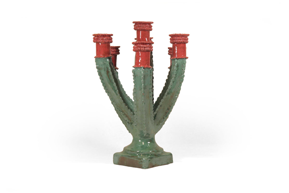 Candelero Nopal Vidriado - 39 cm 15.3 in Candelabros