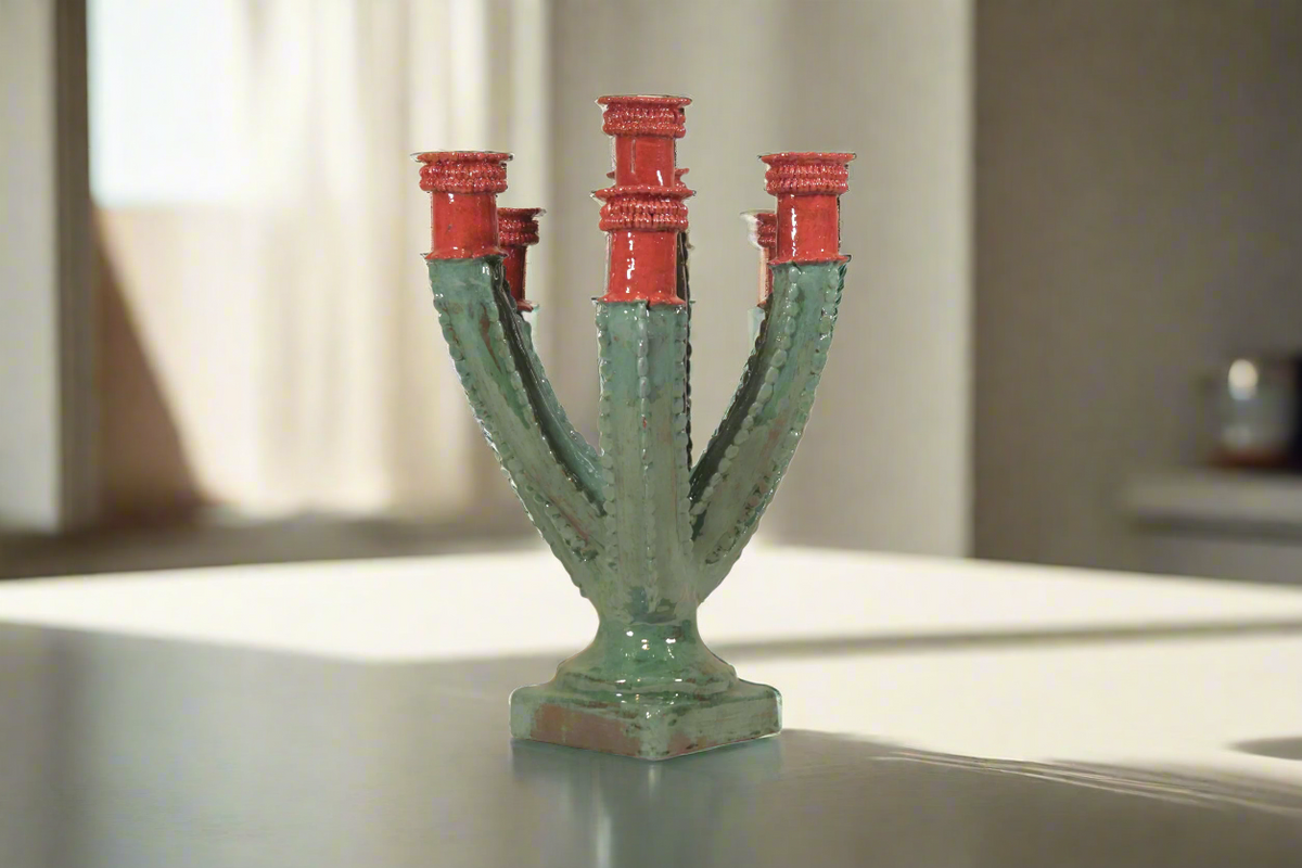 Candelero Nopal Vidriado - 39 cm 15.3 in Candelabros