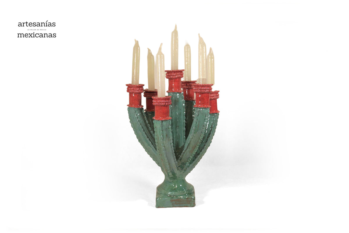Candelero Nopal Vidriado - 39 cm 15.3 in Candelabros
