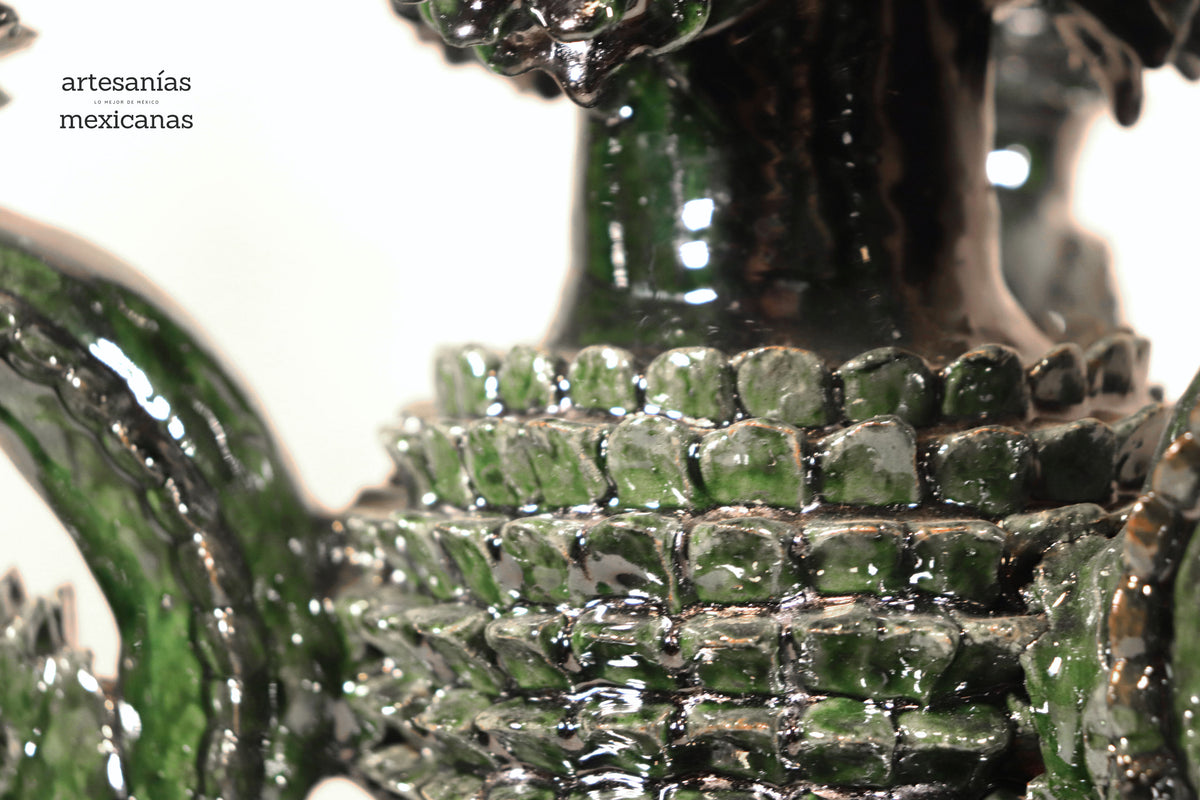 Candelero verde de 4 velas - Barro vidriado - 41 cm. 16 in. Candelabros