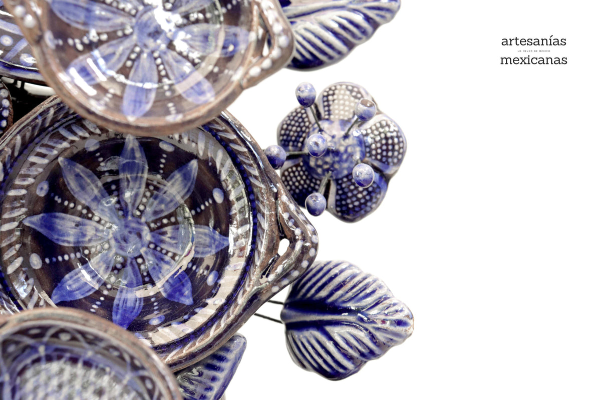 Cocina tradicional azul - Barro vidriado - Pieza de concurso - 125 cm. 49.2 in