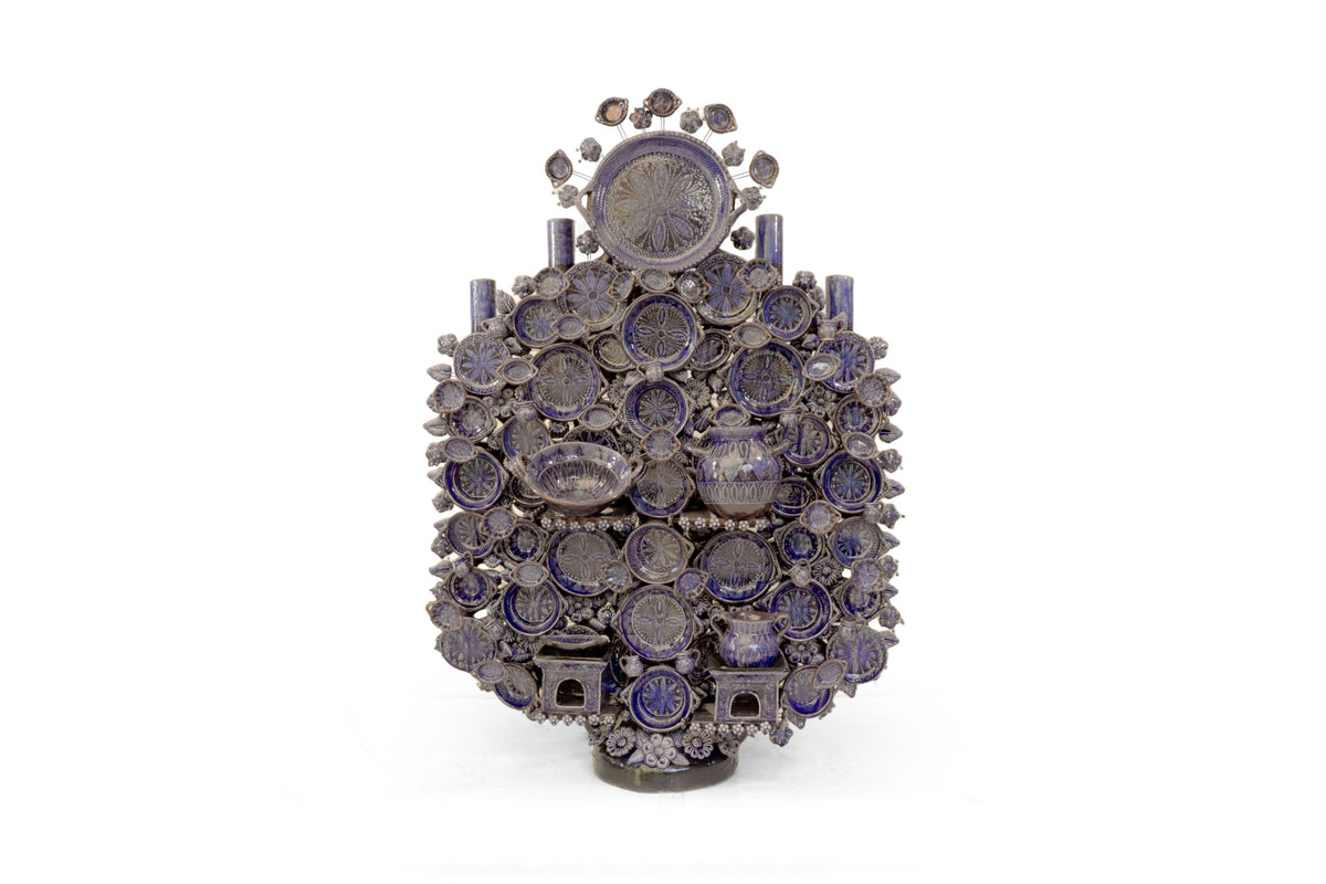 Cocina tradicional azul - Barro vidriado - Pieza de concurso - 125 cm. 49.2 in