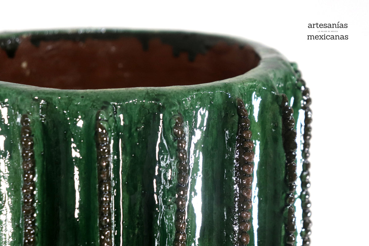 Cactus de barro vidriado 43.5 cm. - Maceta