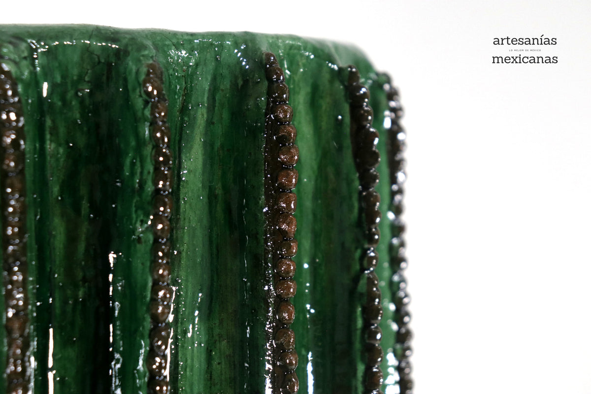 Cactus de barro vidriado 43.5 cm. - Maceta