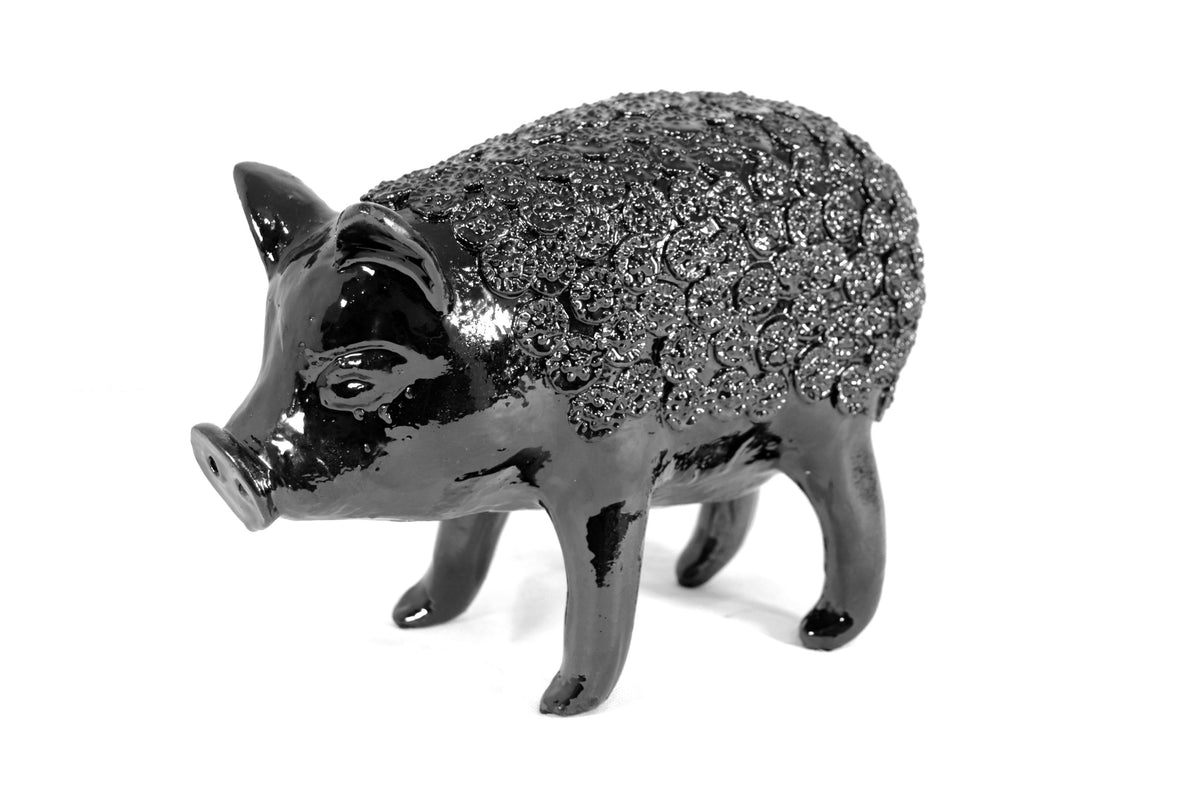 Cochinito - Cerdo de ahorro mediano - Negro - 27 cm. 11 in.