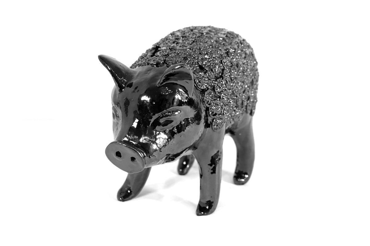 Cochinito - Cerdo de ahorro mediano - Negro - 27 cm. 11 in.