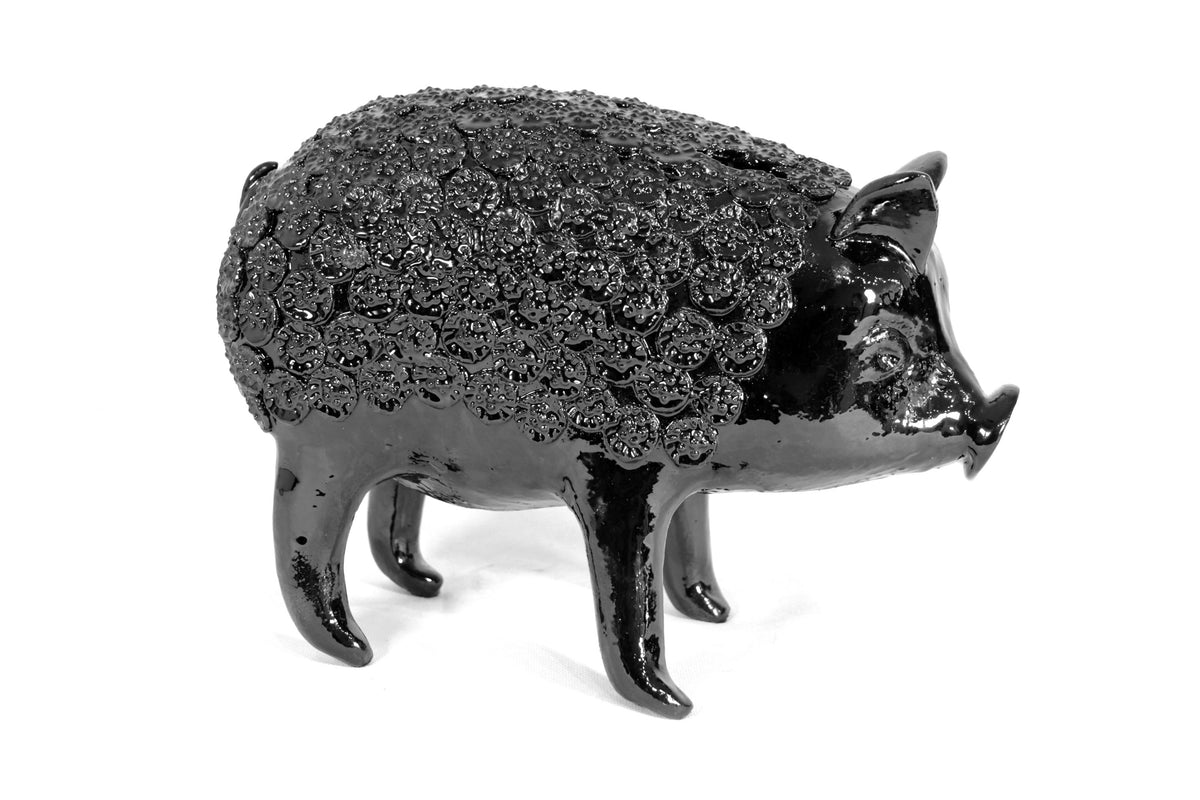 Cochinito - Cerdo de ahorro mediano - Negro - 27 cm. 11 in.