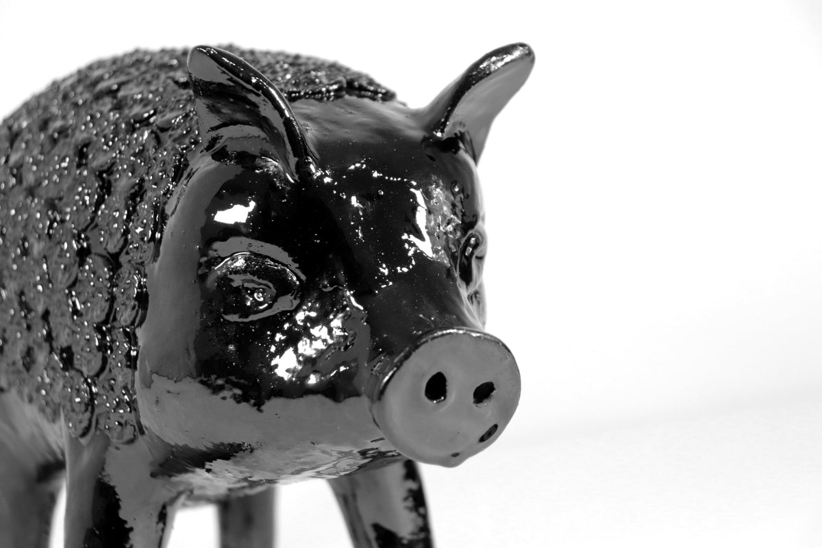 Cochinito - Cerdo de ahorro mediano - Negro - 27 cm. 11 in.