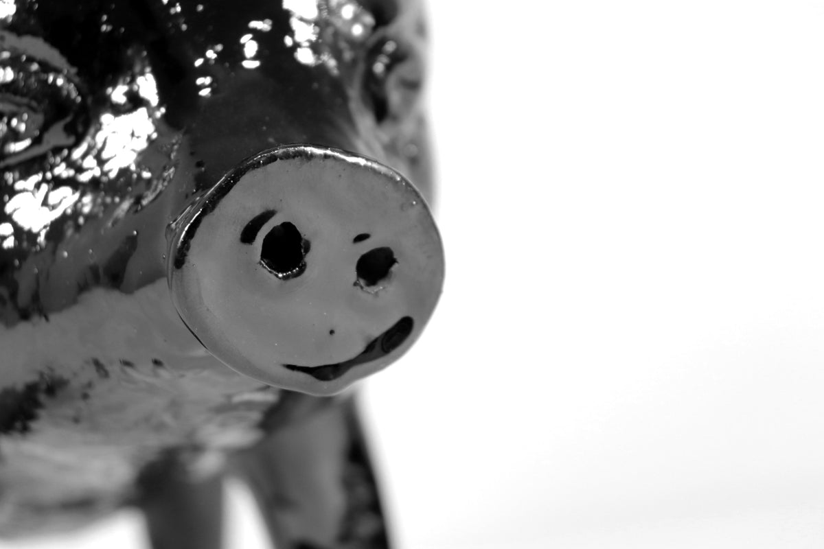 Cochinito - Cerdo de ahorro mediano - Negro - 27 cm. 11 in.