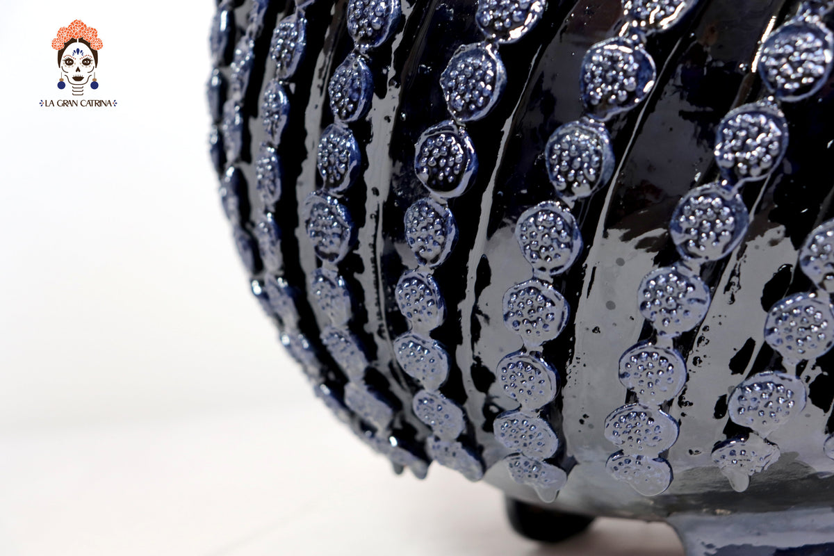 Jarrón azul de Botones en Espiral - 48 cm. 18.8 in. Artesanía