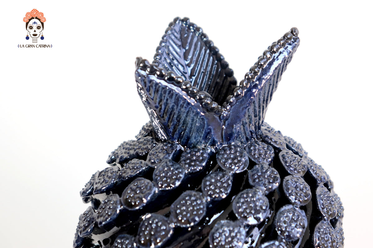 Jarrón azul de Botones en Espiral - 48 cm. 18.8 in. Artesanía