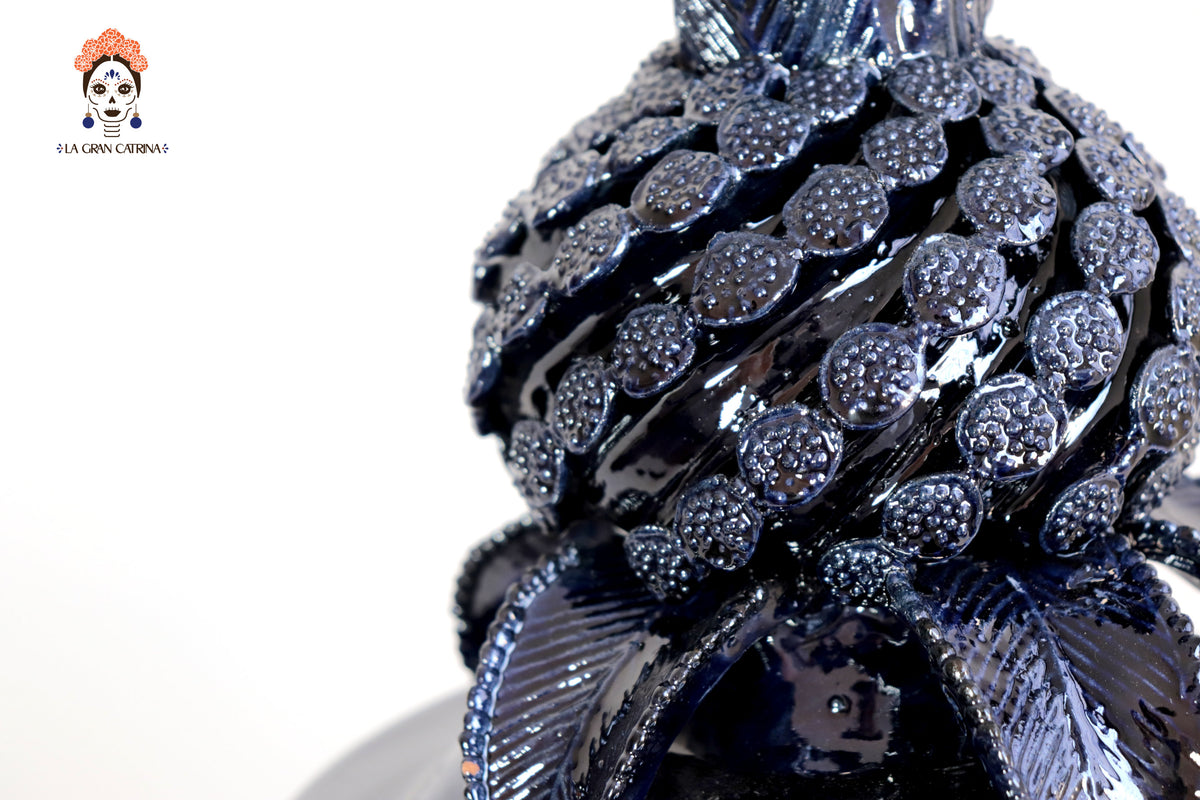 Jarrón azul de Botones en Espiral - 48 cm. 18.8 in. Artesanía