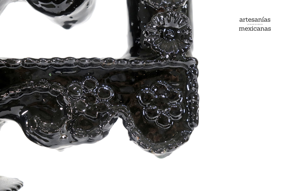 Candelero negro de 5 velas - Barro vidriado - 50 cm. 20 in. Candelabros