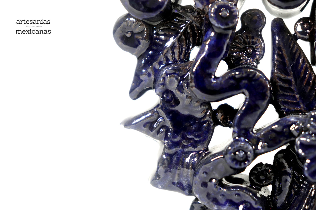 Candelero azul de 7 velas - 25 cm. 10 in. Candelabros