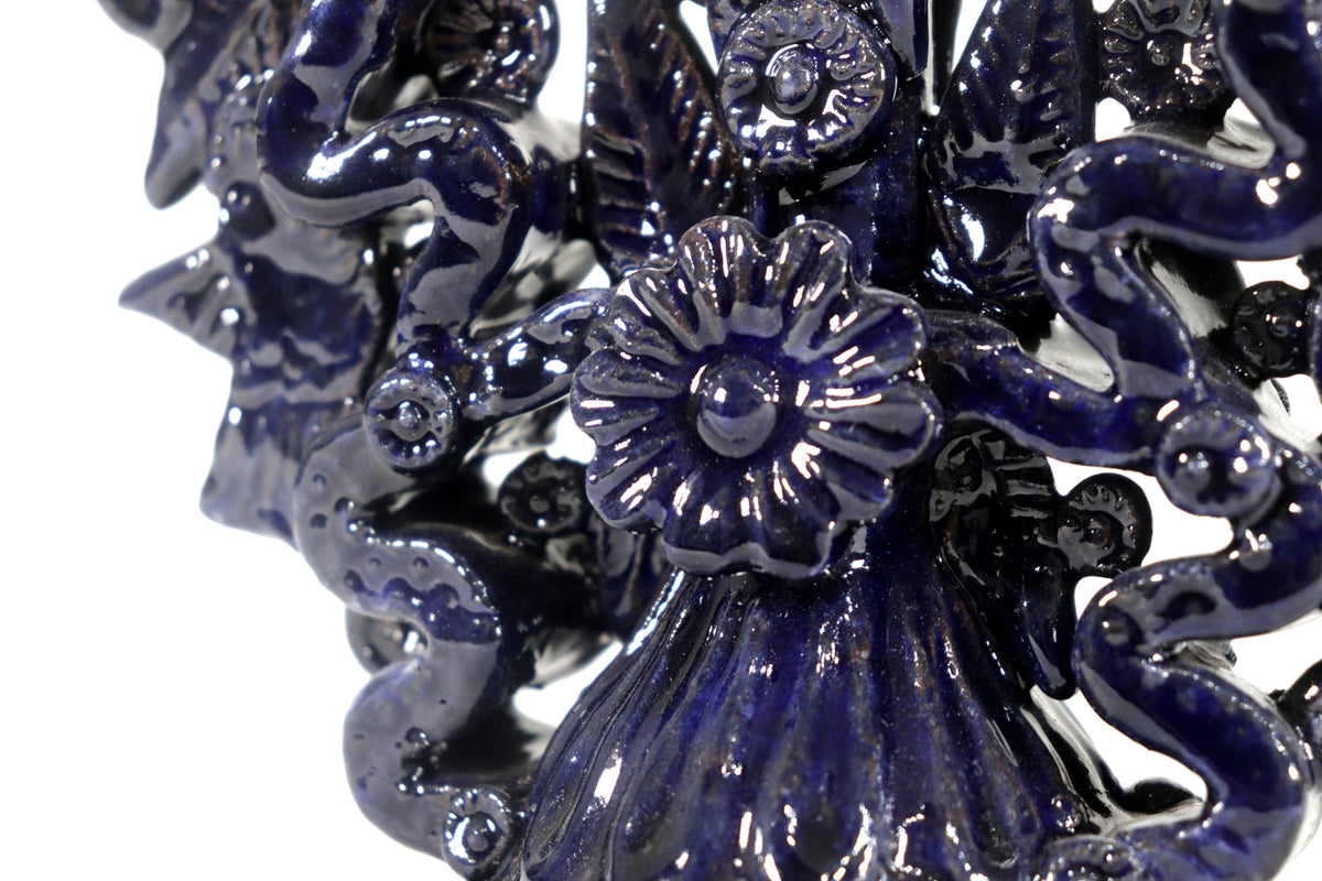Candelero azul de 7 velas - 25 cm. 10 in. Candelabros