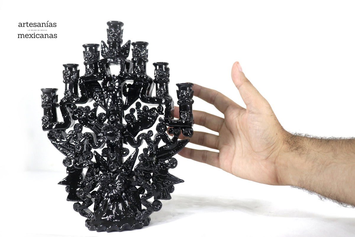 Candelero negro de 7 velas - 25 cm. 10 in. Candelabros