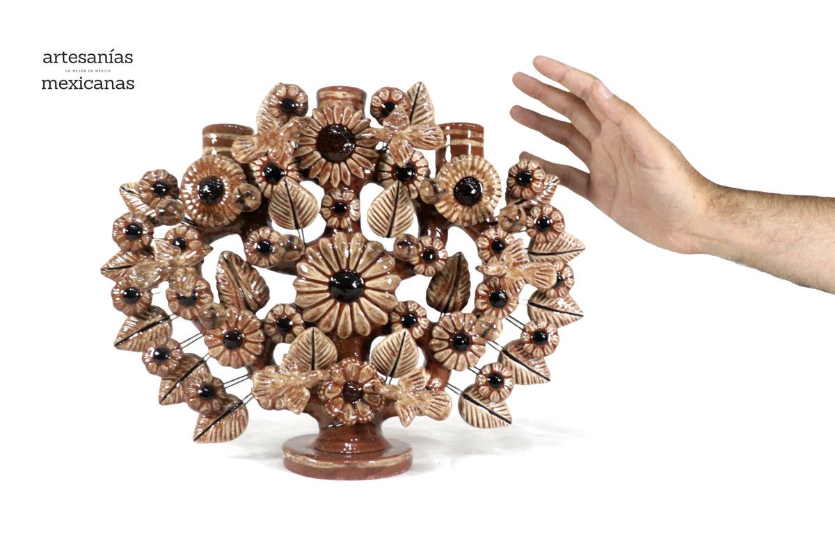 Árbol de la Vida Mediano Marrón – 3 Velas - 35 cm. 14 in.