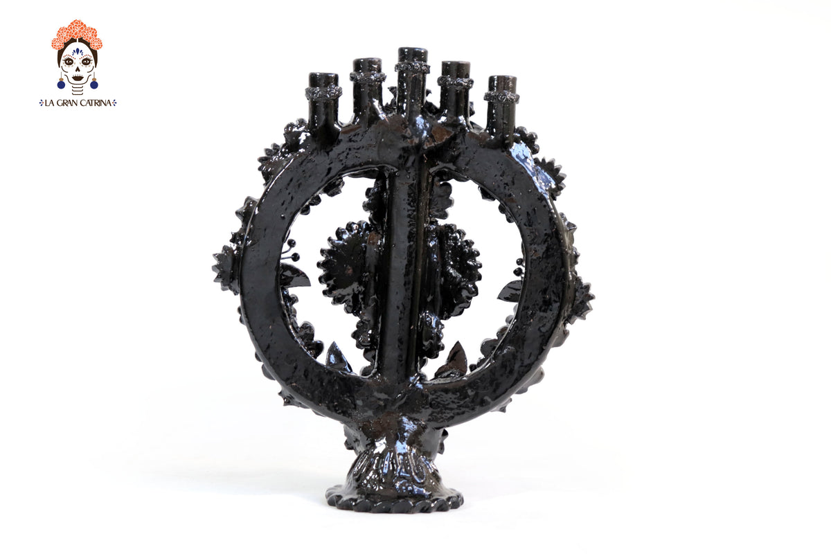 Candelero negro de 5 velas - 26.5 cm. 10.4 in. Candelabros