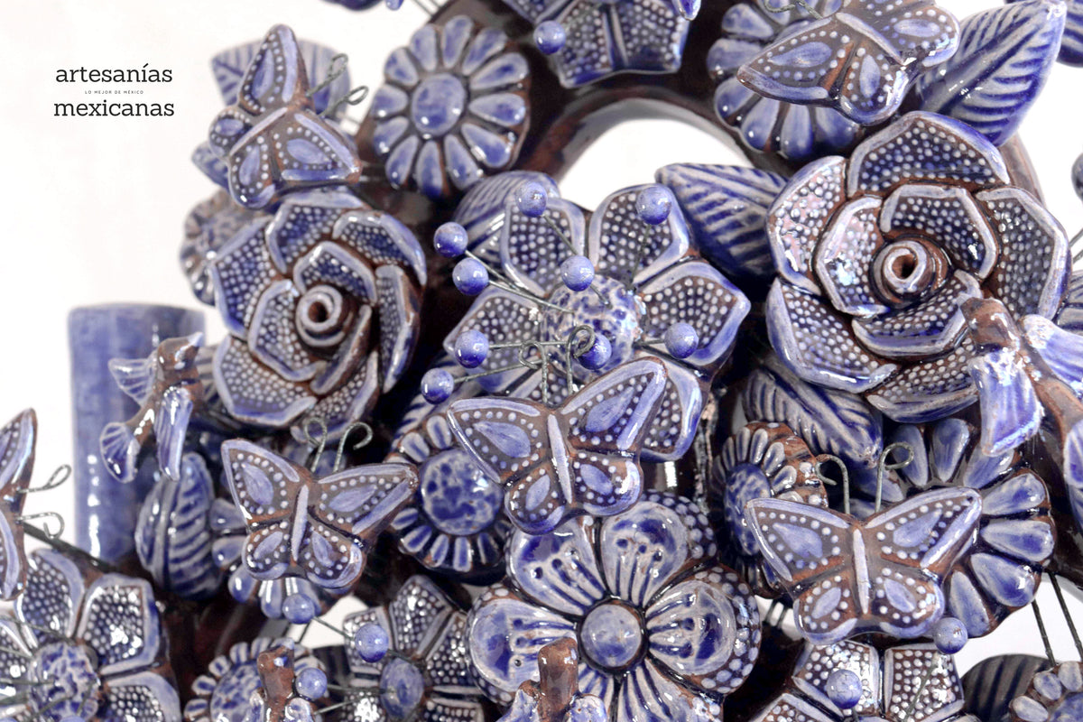 Árbol de la vida azul vidriado - 55 cm. 21.6 in - Sobre Pedido