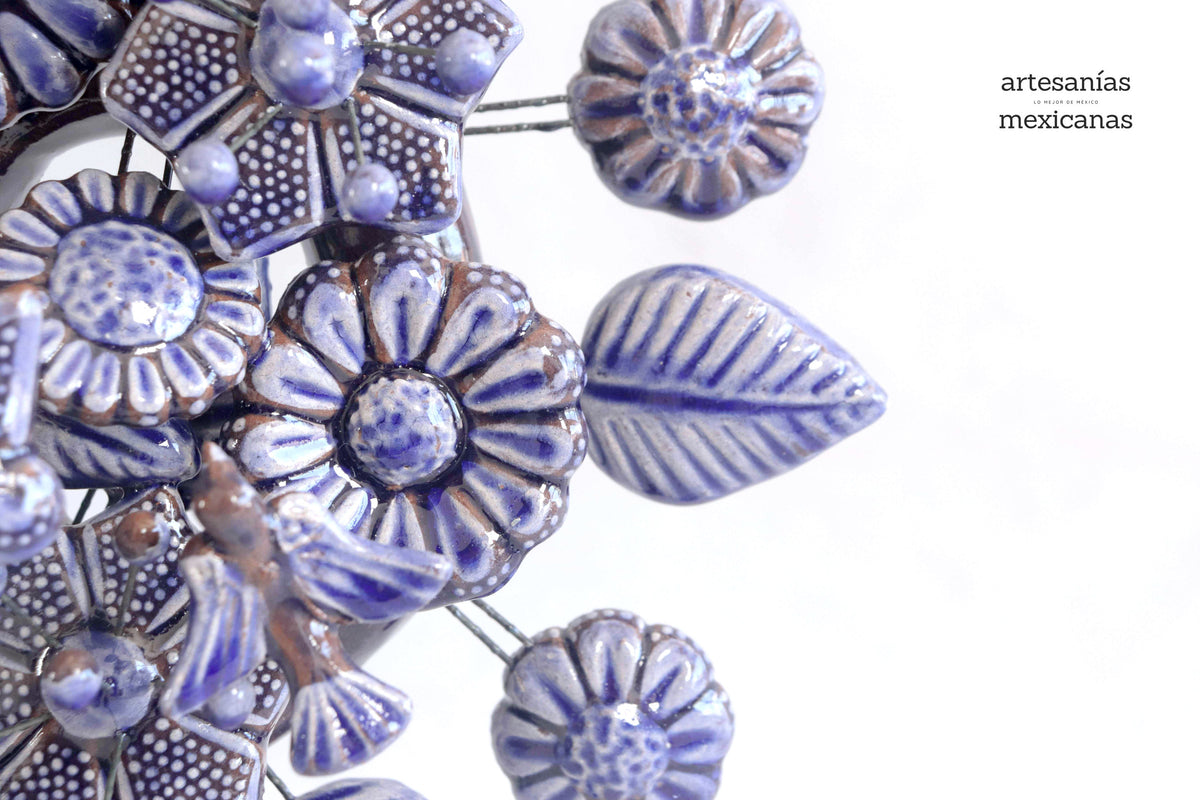 Árbol de la vida azul vidriado - 55 cm. 21.6 in - Sobre Pedido