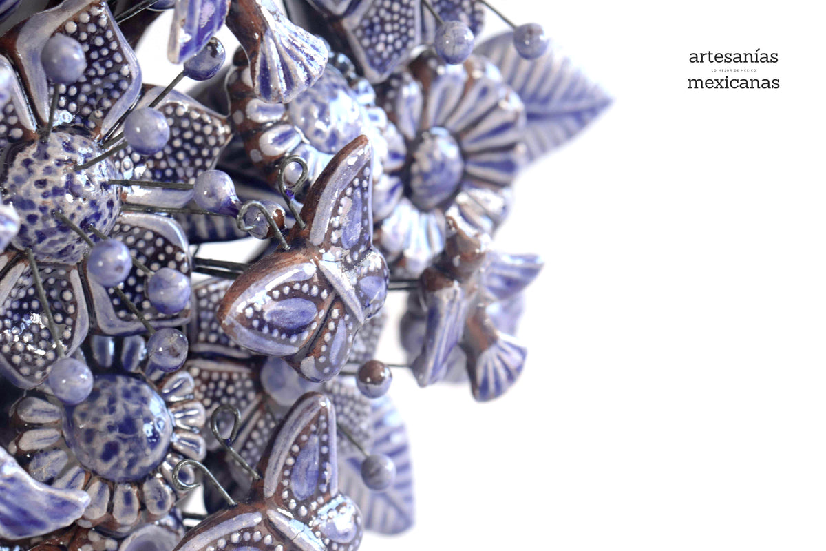 Árbol de la vida azul vidriado - 55 cm. 21.6 in - Sobre Pedido