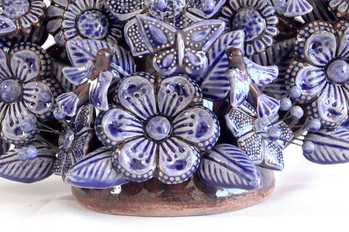 Árbol de la vida azul vidriado - 55 cm. 21.6 in - Sobre Pedido