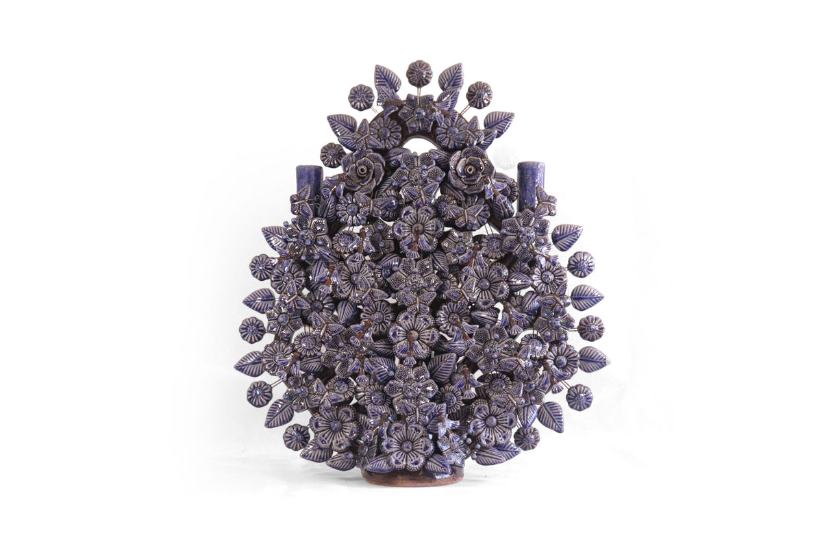 Árbol de la vida azul vidriado - 55 cm. 21.6 in - Sobre Pedido