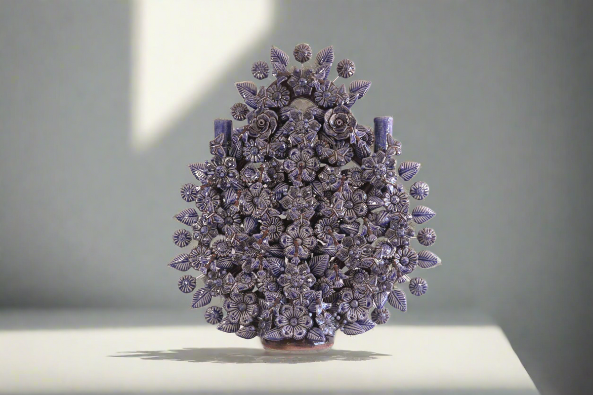 Árbol de la vida azul vidriado - 55 cm. 21.6 in - Sobre Pedido