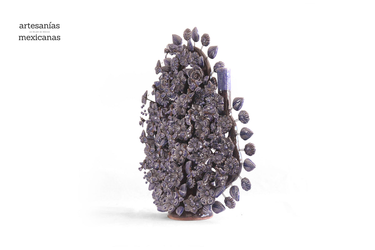 Árbol de la vida azul vidriado - 55 cm. 21.6 in - Sobre Pedido