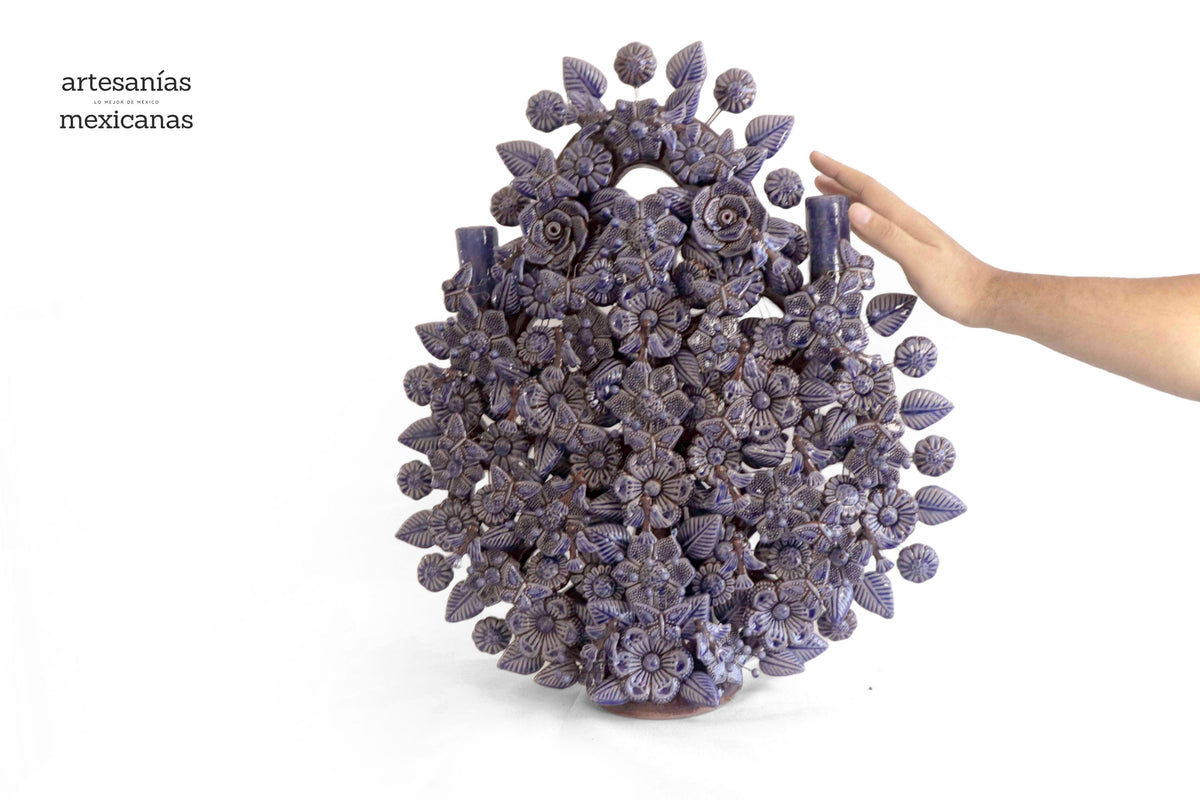 Árbol de la vida azul vidriado - 55 cm. 21.6 in - Sobre Pedido