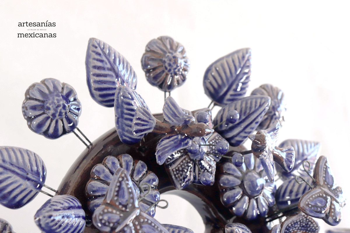 Árbol de la vida azul vidriado - 55 cm. 21.6 in - Sobre Pedido