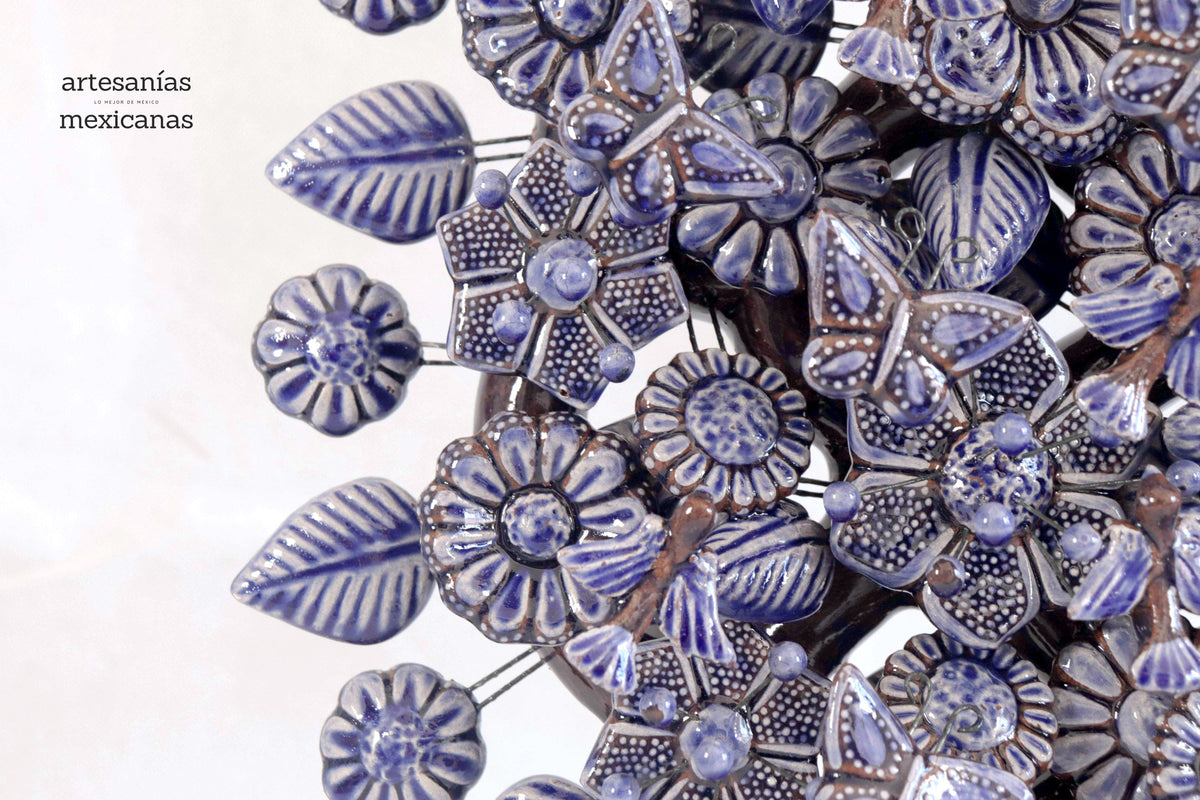 Árbol de la vida azul vidriado - 55 cm. 21.6 in - Sobre Pedido