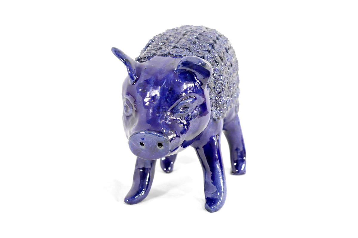 Cochinito - Cerdo de ahorro mediano - Azul rey - 27 cm. 11 in. Vidriado Santa Fe