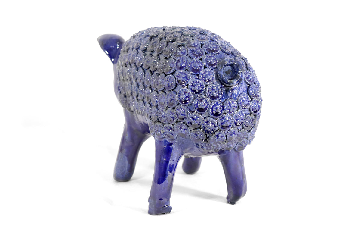 Cochinito - Cerdo de ahorro mediano - Azul rey - 27 cm. 11 in. Vidriado Santa Fe