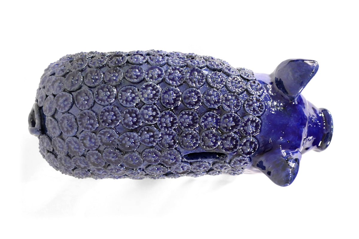 Cochinito - Cerdo de ahorro mediano - Azul rey - 27 cm. 11 in. Vidriado Santa Fe