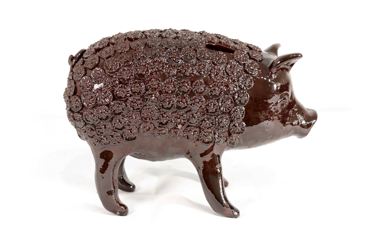 Cochinito - Cerdo de ahorro mediano - Café - 27 cm. 11 in.