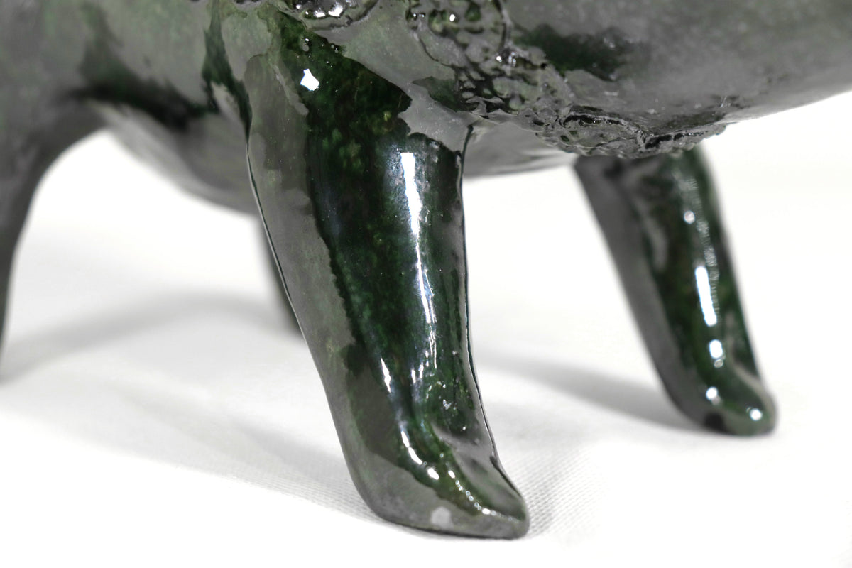 Cochinito - Cerdo de ahorro mediano - Verde - 27 cm. 11 in. - En producción Vidriado Santa Fe